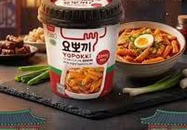 كاسة يوبوكي كيكة الأرز الكورية مع صحن تيوكبوكي